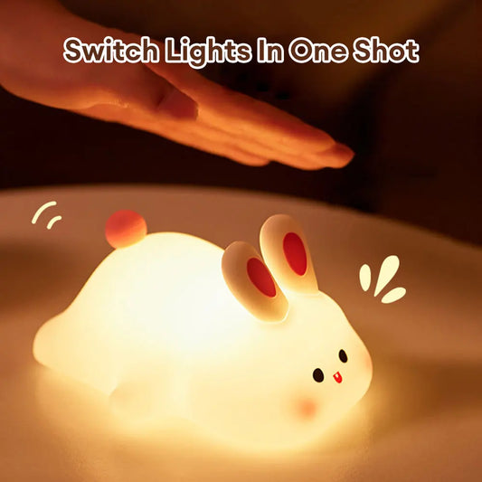 LED Cute Rabbit Silicone Lamp Glowing Companion.